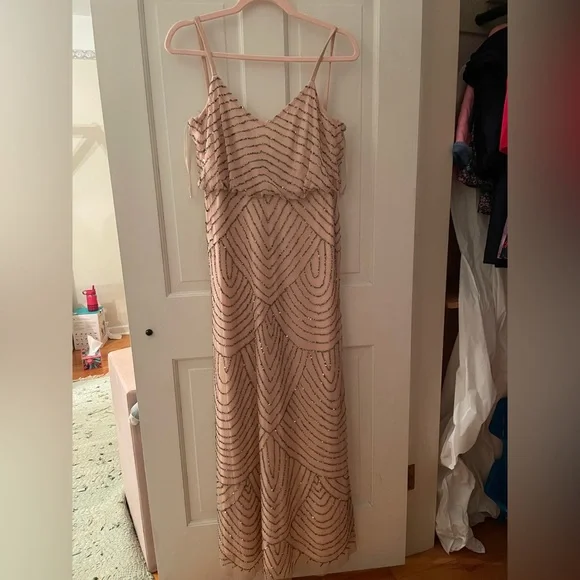 Adrianna Papell | Dresses | Adriana Papell Nude Sequin Gown | Poshmark